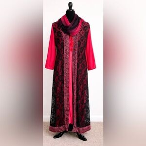 Elegant Pink & Black Lace 4-Piece Set – Size Large